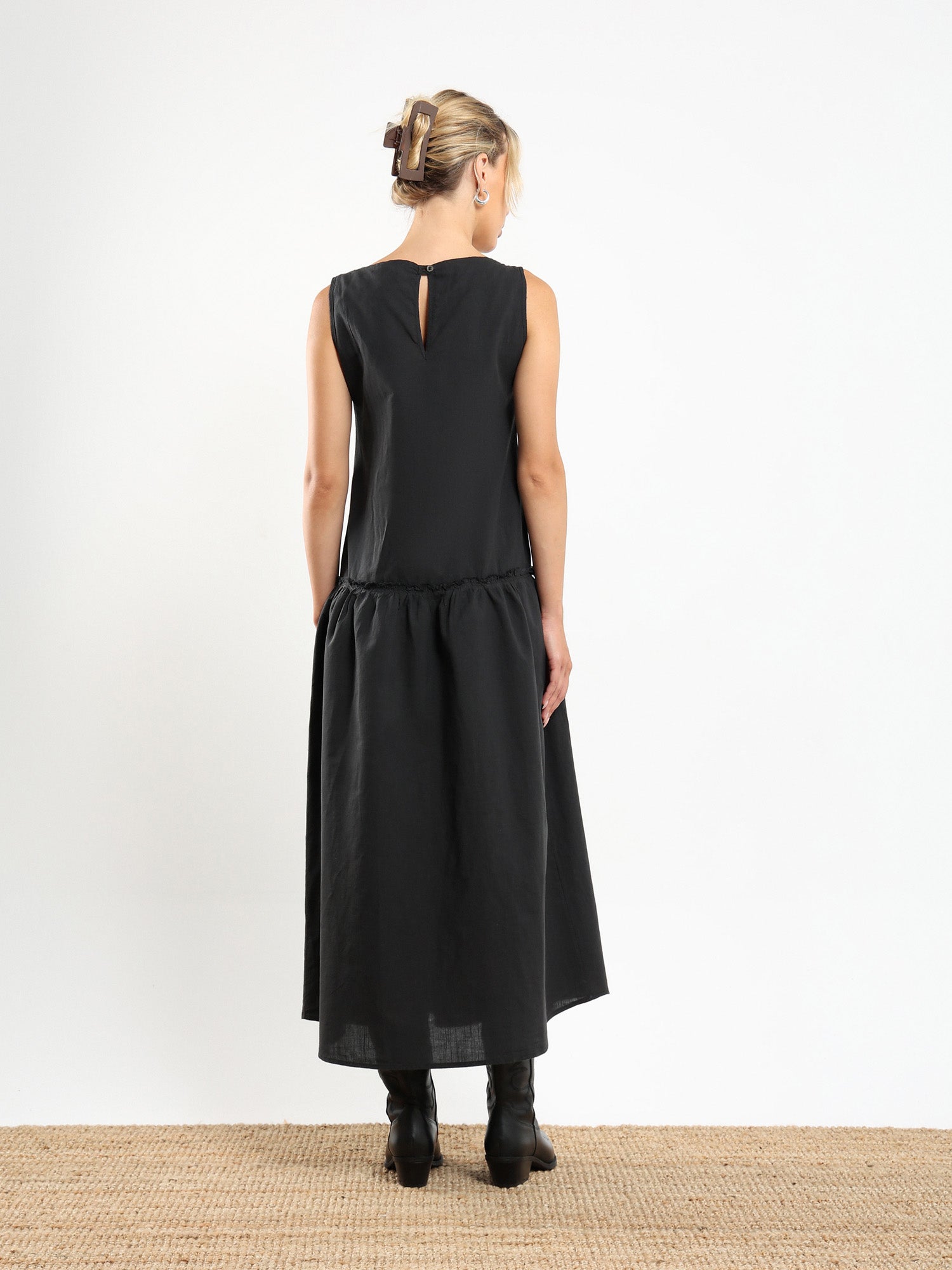 Boat Neck Drop Waist Dress