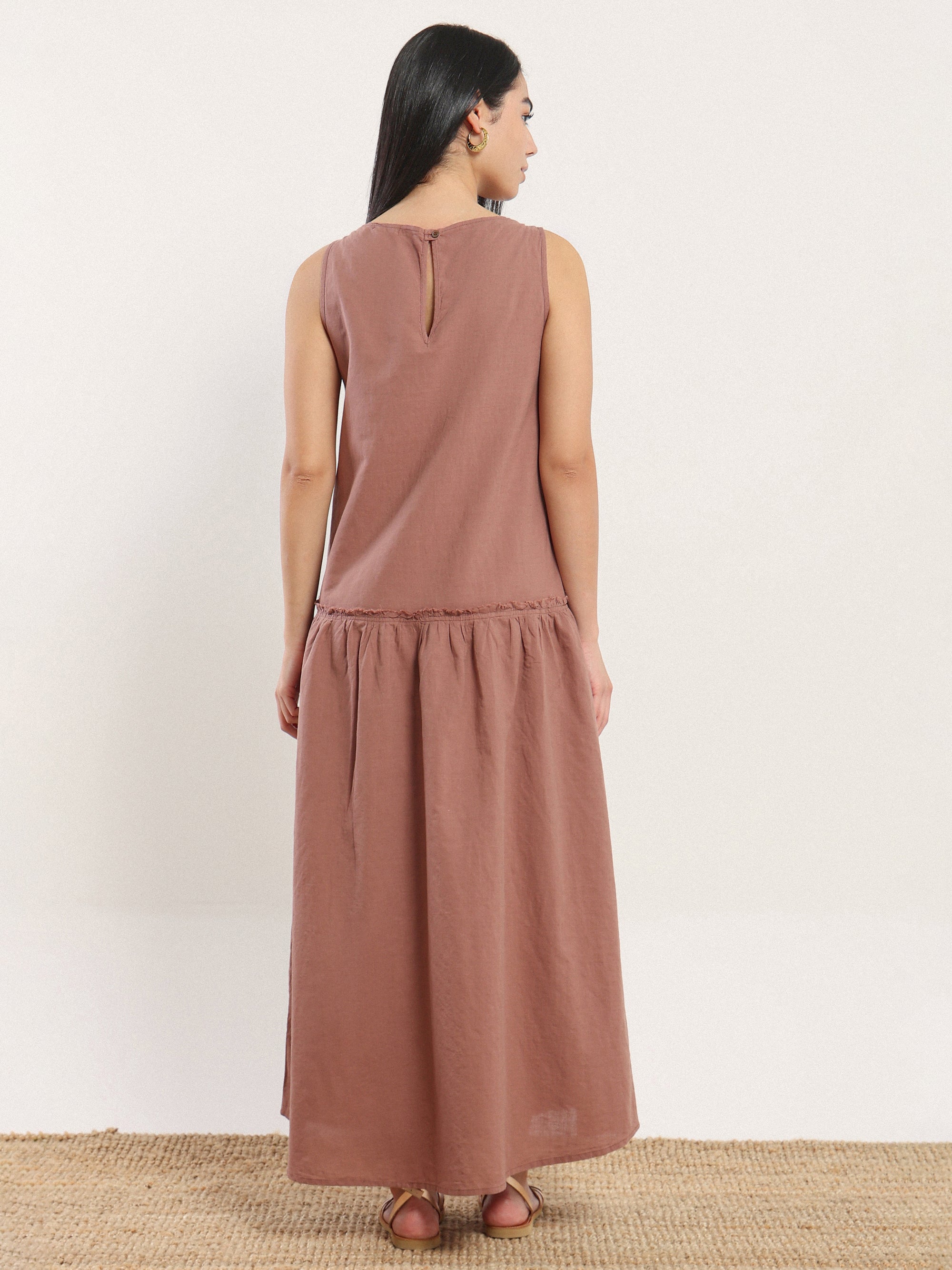 Boat Neck Drop Waist Dress