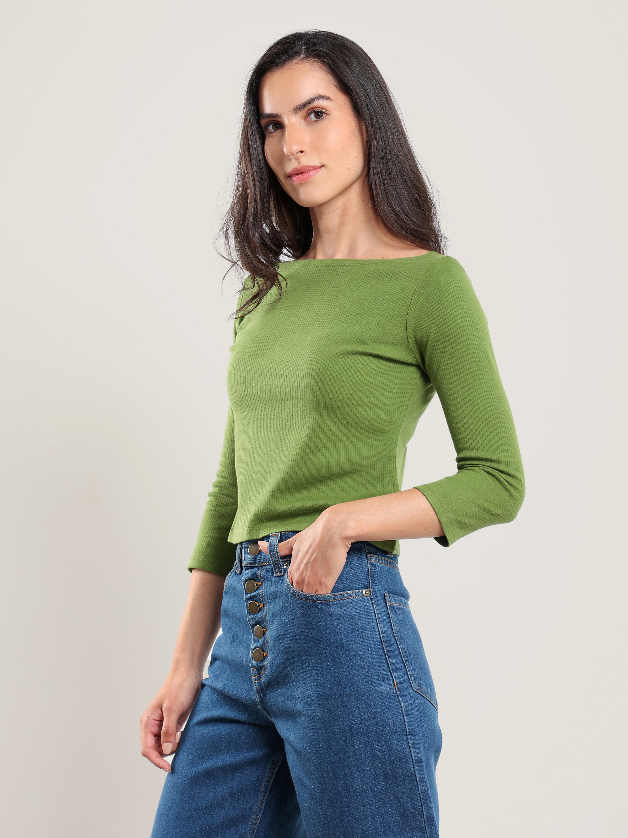 Cropped Boatneck Top