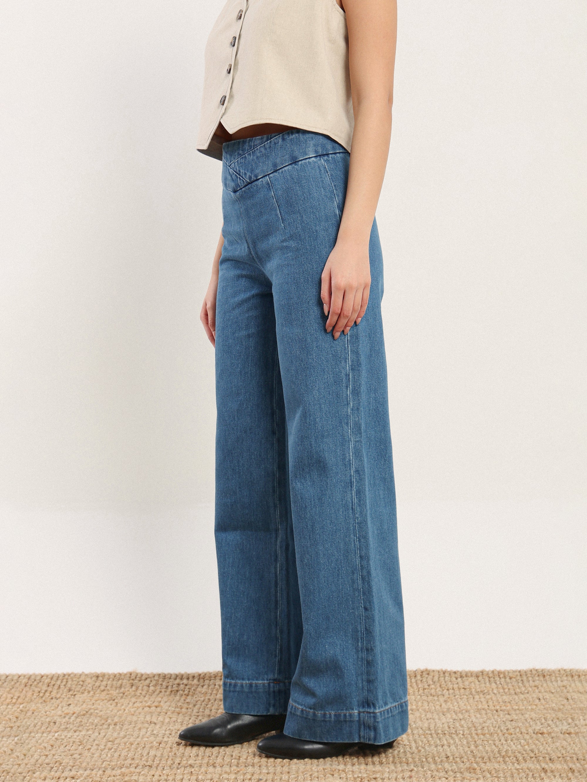 Cross Waist Wide Leg Trouser