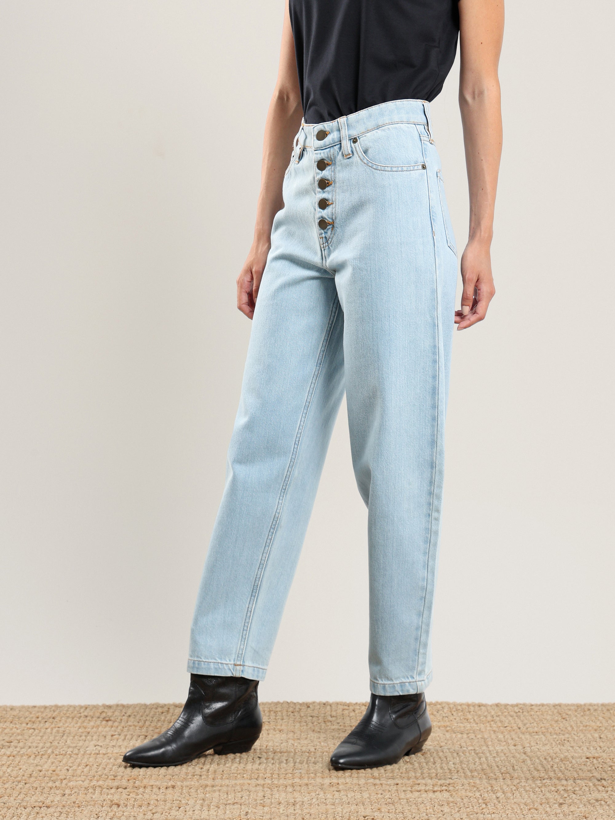 Curved Button Fly Jean