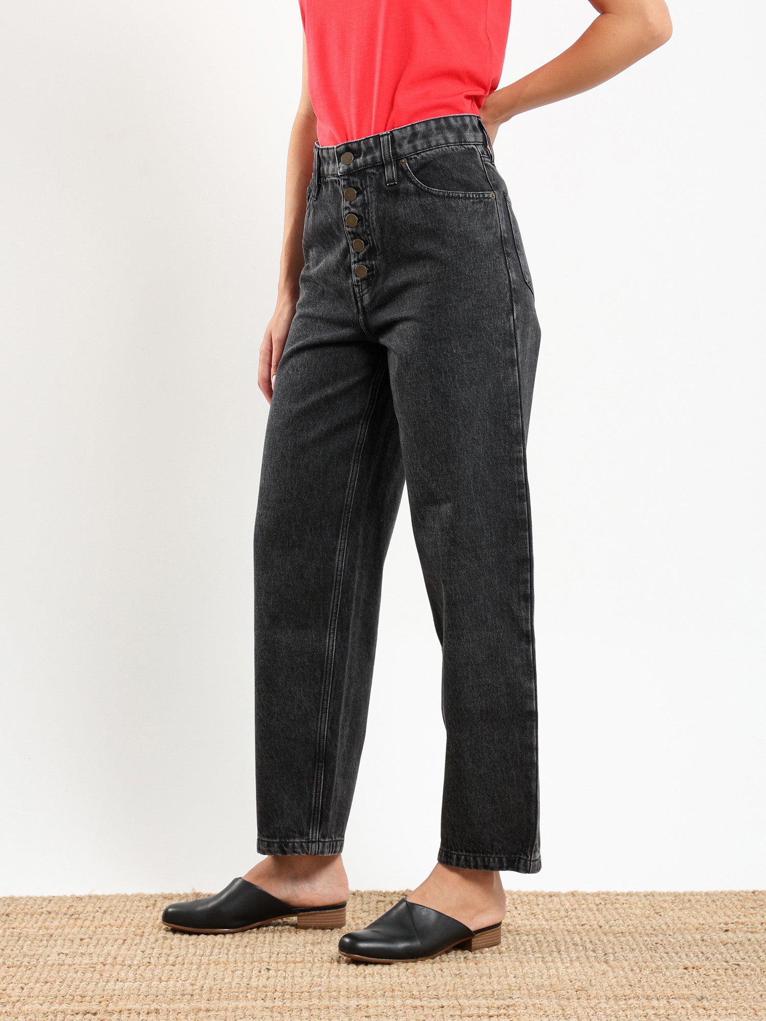 Curved Button Fly Jean