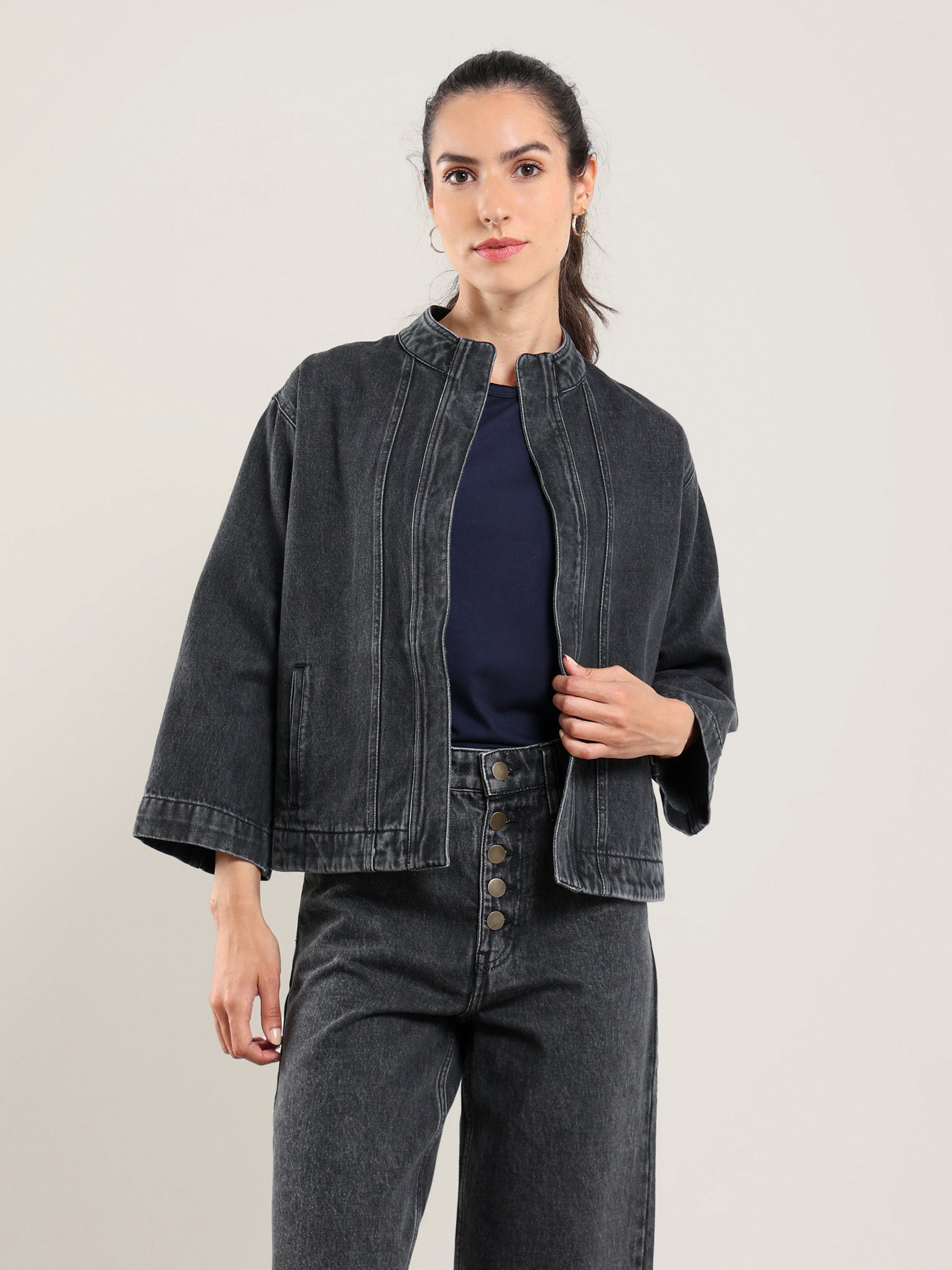 Moto Kimono Denim Jacket