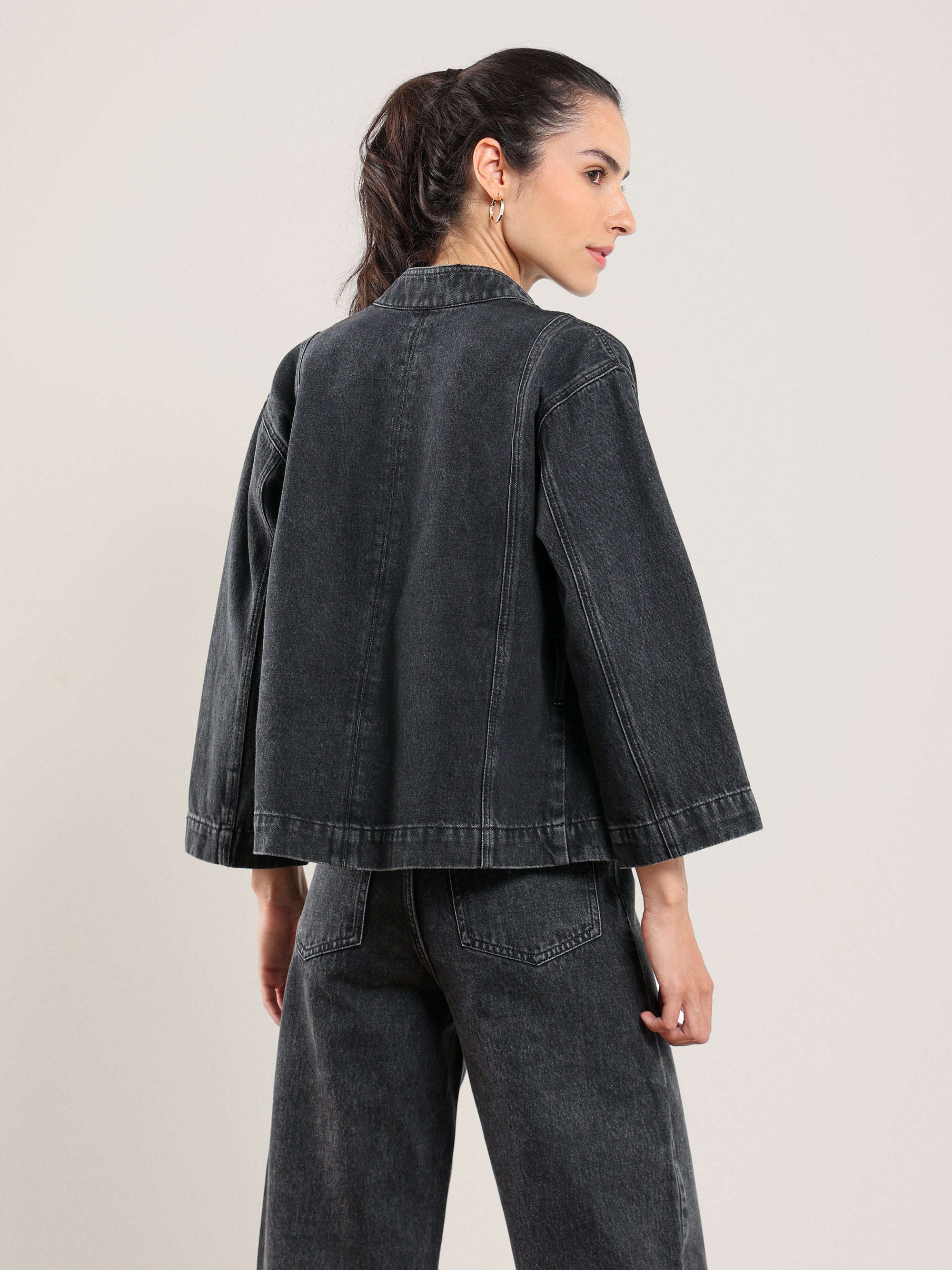 Moto Kimono Denim Jacket