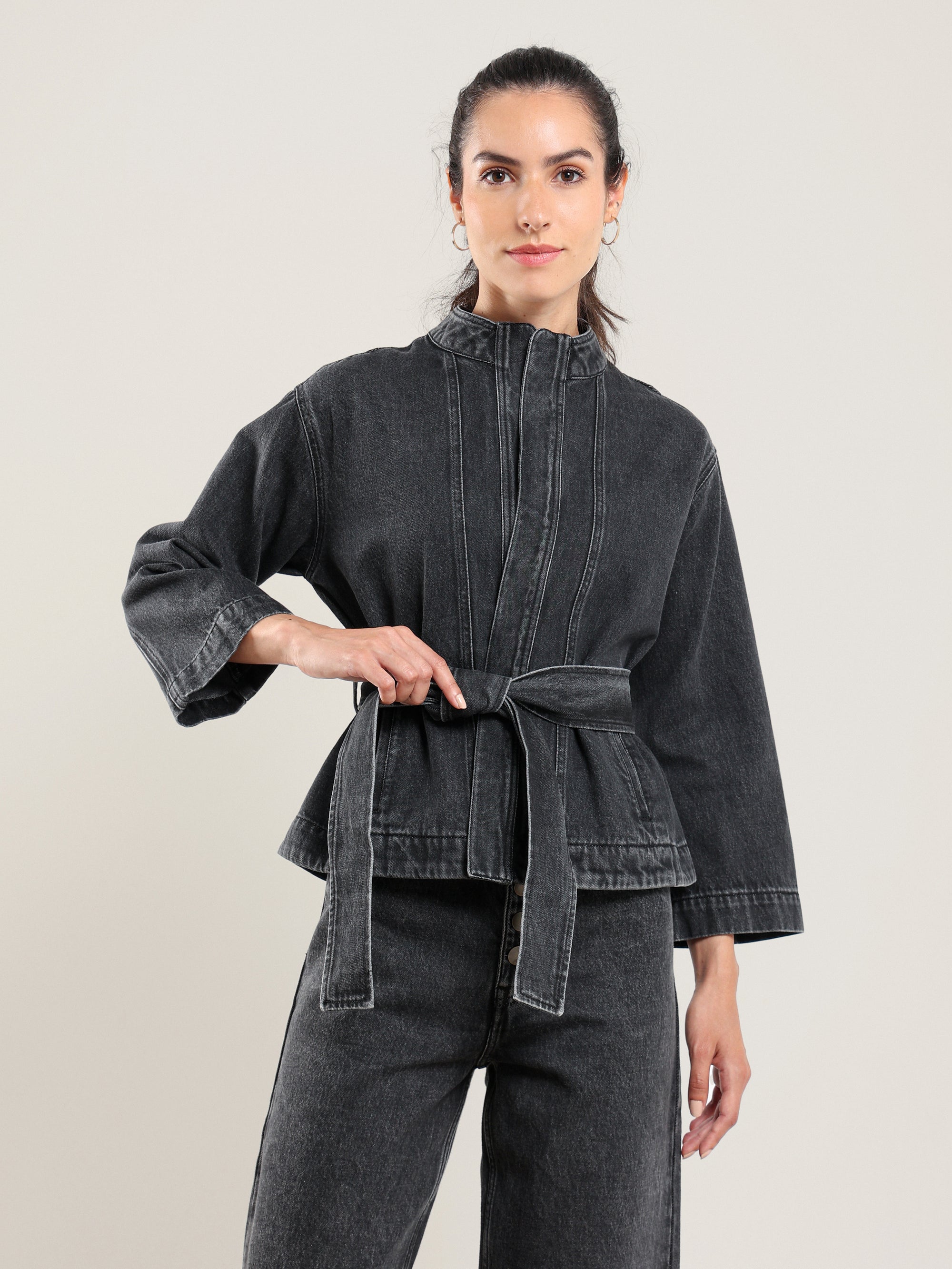 Moto Kimono Denim Jacket