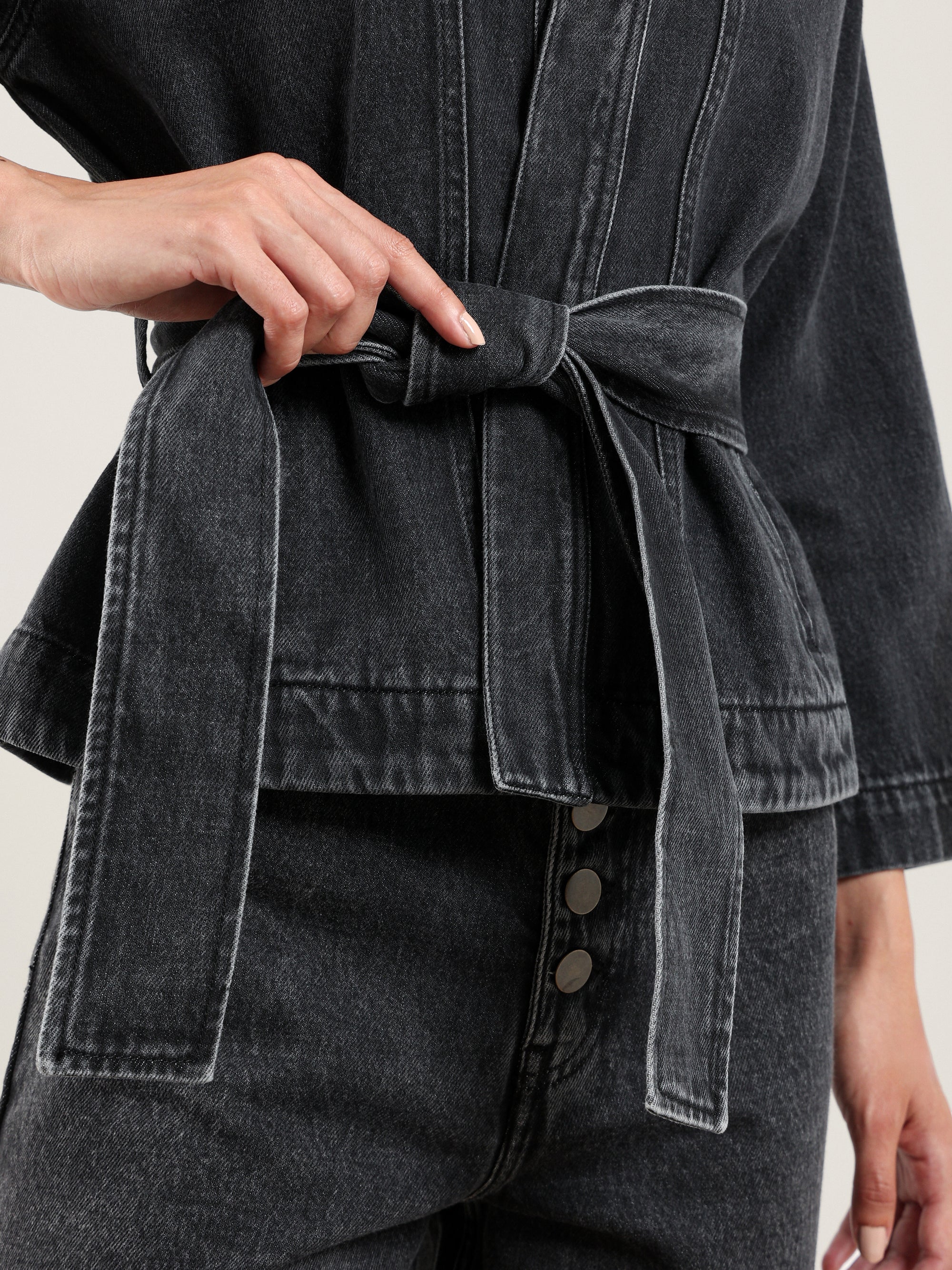 Moto Kimono Denim Jacket