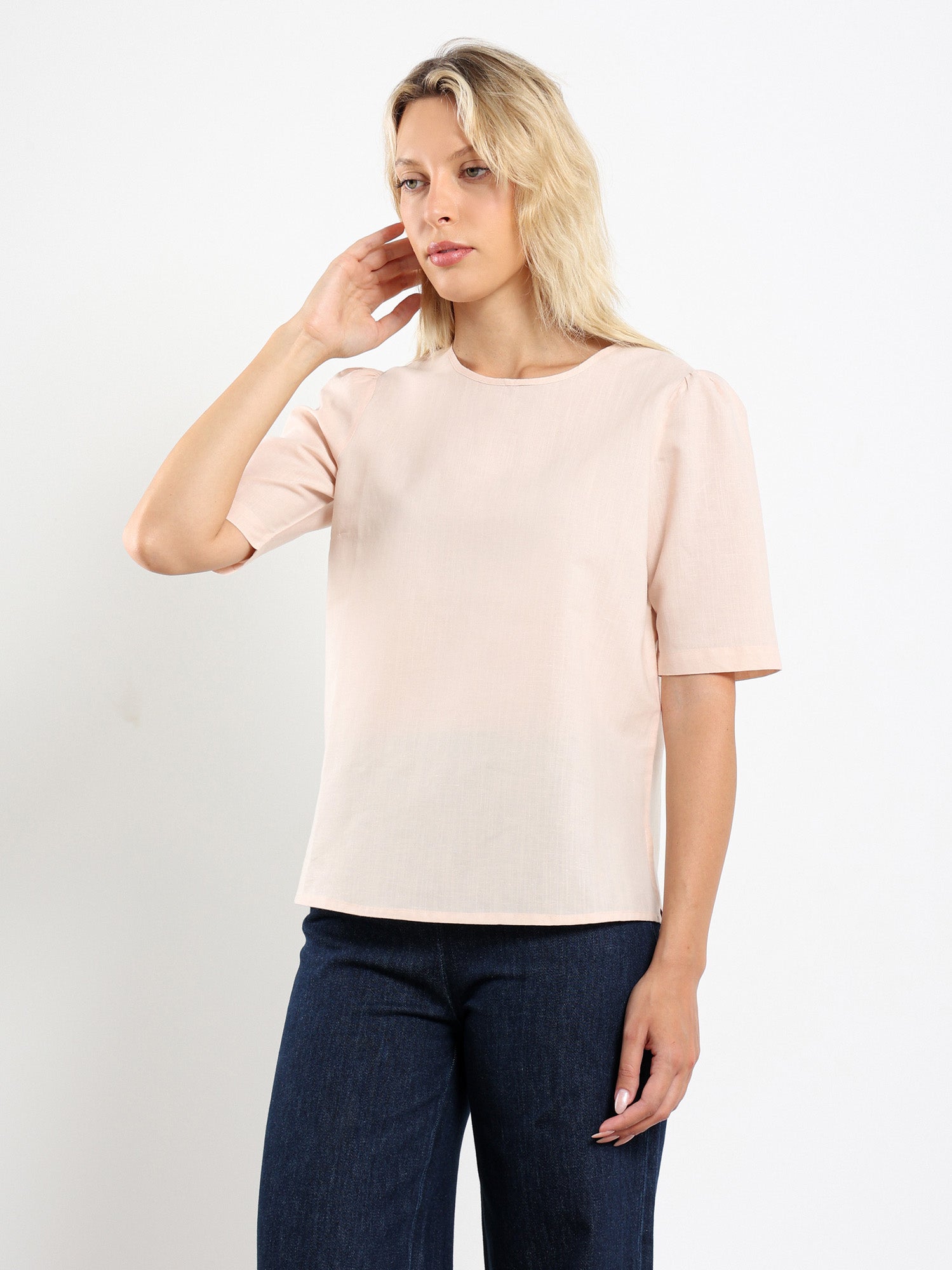 Short Sleeve Back Button Top