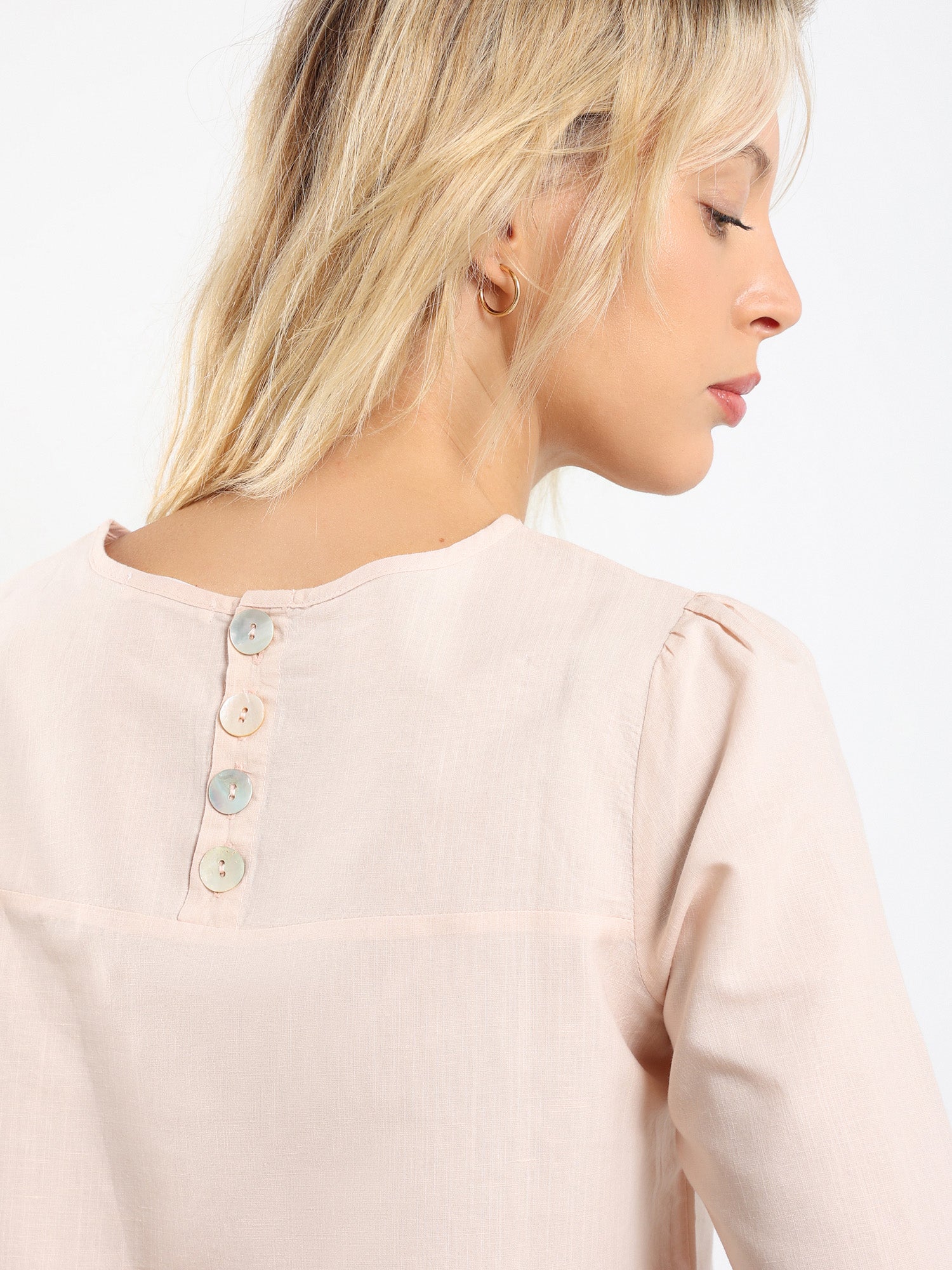 Short Sleeve Back Button Top