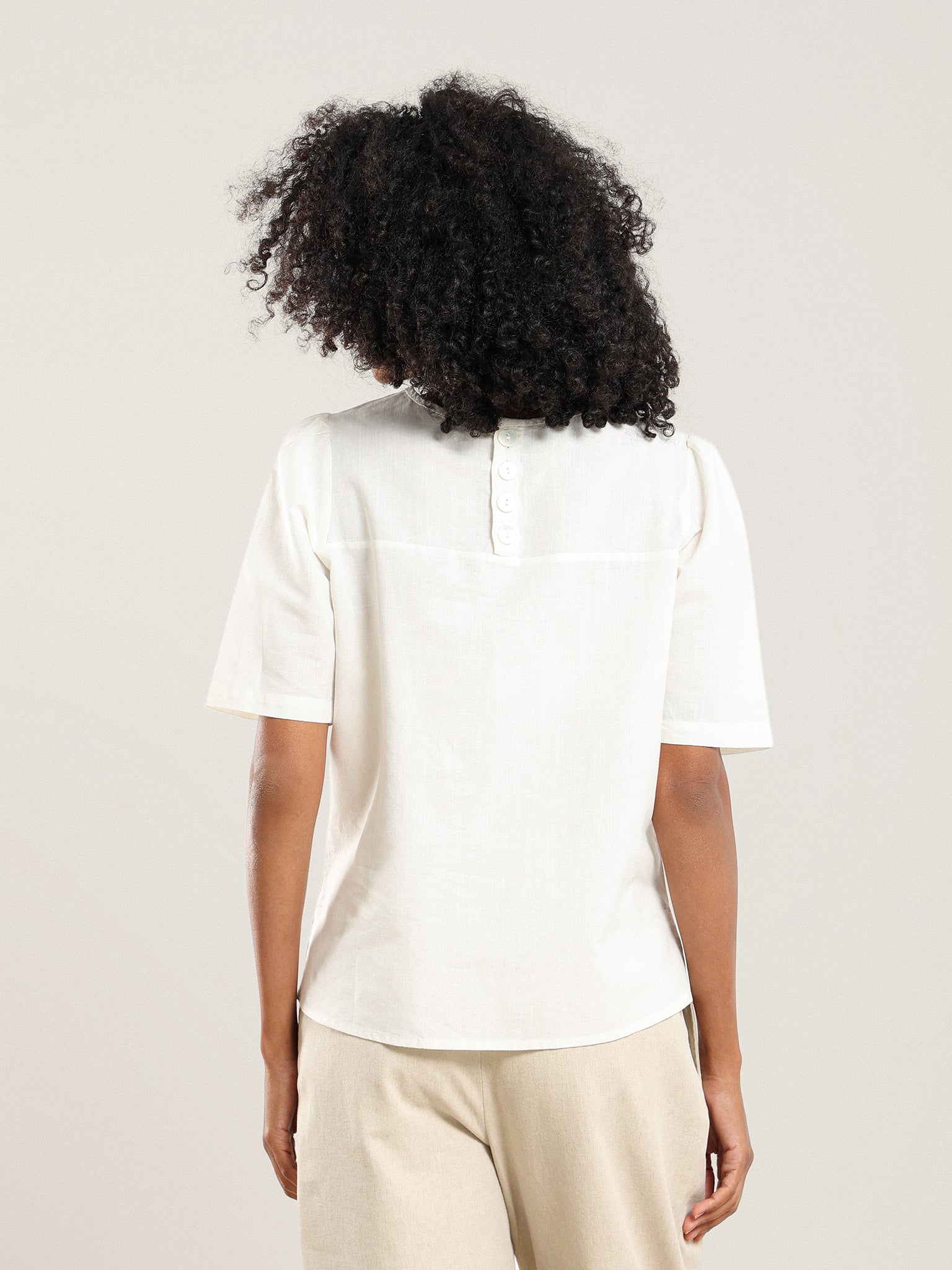 Short Sleeve Back Button Top