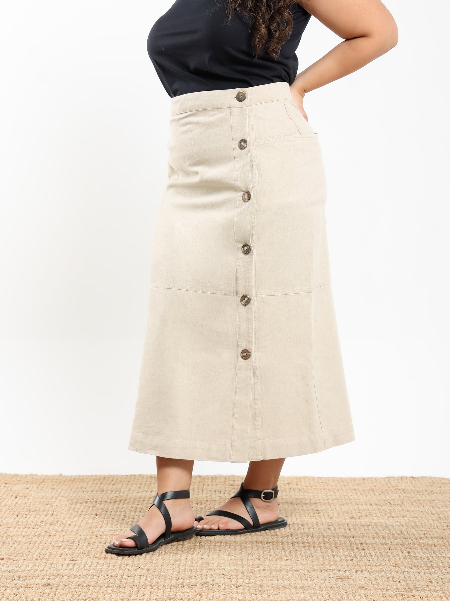 Side Button Up Skirt