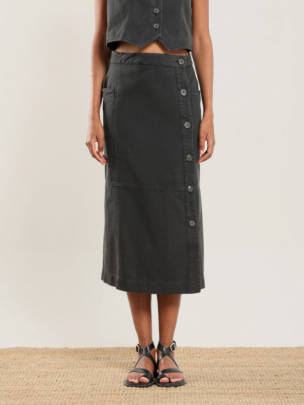 Side Button Up Skirt